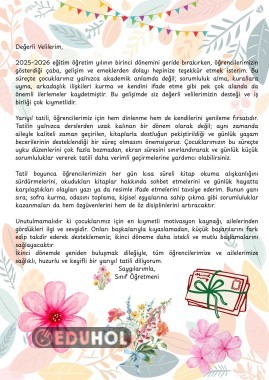 Karne günü için veliye mektup