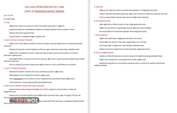 REHBERLİK RAPORU Şubat-Mart Ayı Faaliyet Raporu word