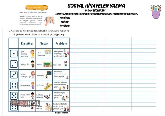 Yaşam Becerileri sosyal hikayeler yazma