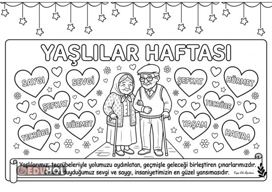 Yaşlılar Haftası Boyama Sayfası