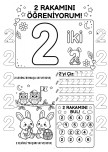 2 Sayısını Boyama Defter ve Pano Boyaması