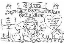 4 Ekim Hayvanları Koruma Haftası Boyama Sayfası
