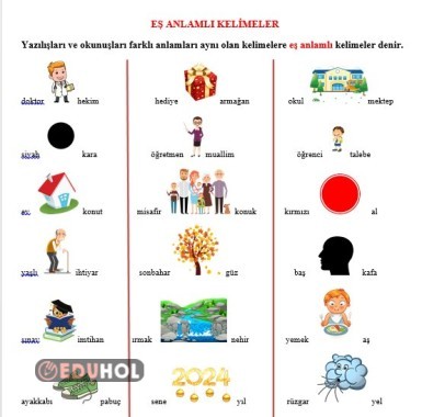 EŞ ANLAMLI KELİMELER