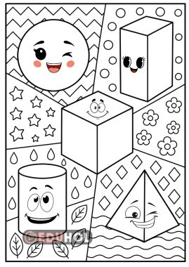 Geometrik şekiller boyama sayfaları