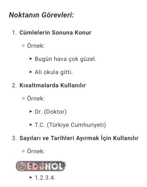 1 Sınıf noktalama işaretleri noktanın kullandığı yerler