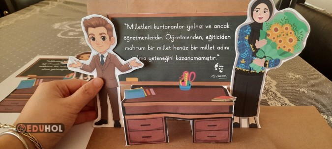 3 boyutlu Sınıf Öğretmenler günü kart