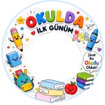 Okulda ilk gün resim çervesi