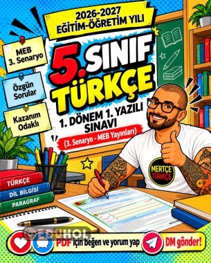 5. Sınıf Türkçe 1. Dönem 1. Yazılı Sınavı | 3. Senaryo | 2026-2027 | Özgün Sorular PDF