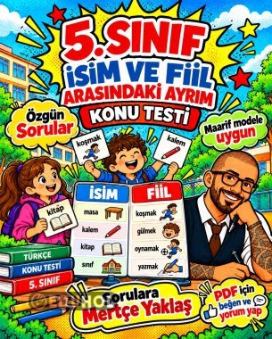 5. Sınıf Türkçe İsim ve Fiil Arasındaki Ayrım Konu Testi | 8 Özgün Soru
