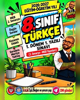 8. Sınıf Türkçe 1. Dönem 1. Yazılı Sınavı | 2026-2027 | MEB 2. Senaryo | Özgün Sorular