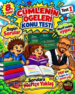 8. Sınıf Türkçe Cümlenin Ögeleri Konu Testi 1 | 8 Özgün Soru