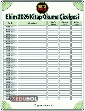 Ekim 2026 Kitap Okuma Takip Çizelgesi | 31 Günlük PDF