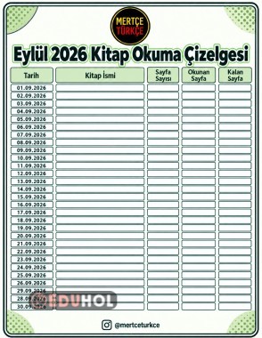 Eylül 2026 Kitap Okuma Takip Çizelgesi | Yazdırılabilir PDF
