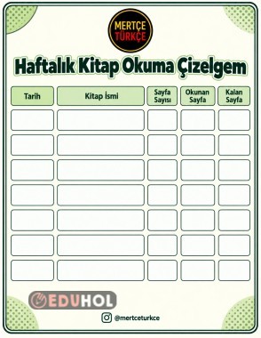 Haftalık Kitap Okuma Takip Çizelgesi | Yazdırılabilir PDF