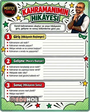 Kahramanımın Hikâyesi Yaratıcı Yazma Etkinliği | Giriş Gelişme Sonuç