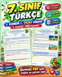 7. Sınıf Türkçe 1. Dönem 1. Yazılı Sınavı | MEB 1. Senaryo | 2026-2027 | Ücretsiz PDF