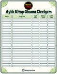 Aylık Kitap Okuma Çizelgesi | Okuma ve Sayfa Takip Formu