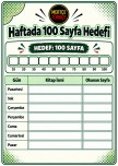 Haftada 100 Sayfa Hedefi | Haftalık Kitap Okuma Takip Çizelgesi