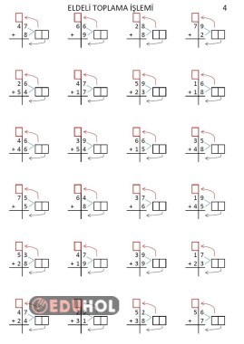Eldeli toplama işlemleri çalışma yaprakları 2