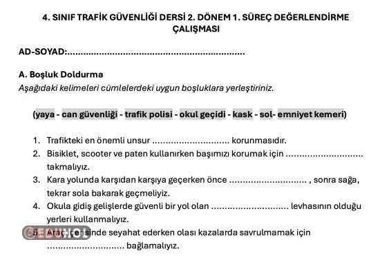 Trafik Güvenliği 2. Dönem 1. Süreç Değerlendirme