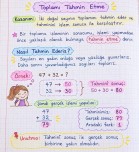 4.sınıf Matematik Toplamı Tahmin Etme - Defter Notu