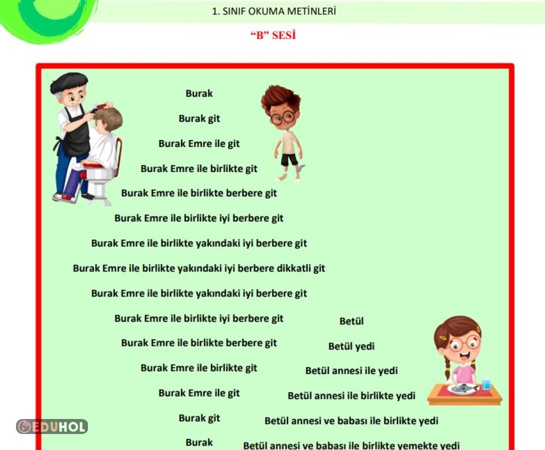 1. Sınıf Okuma Metinleri 'B' S... | Eduhol - Ders Videoları İzle Online ...