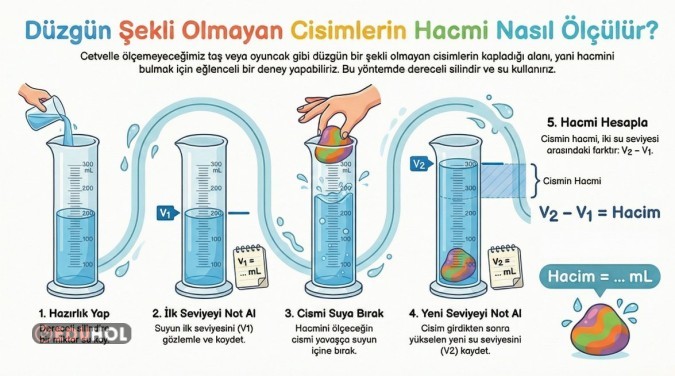 DÜZGÜN OLMAYAN CİSİMLERİN HACİMLERİ NASIL ÖLÇÜLÜR