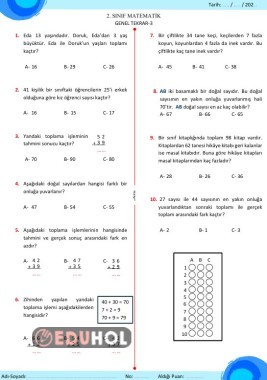 GENEL TEKRAR TESTİ3 10 SORU