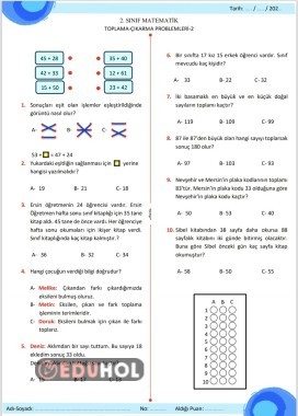 TOPLAMA ÇIKARMA PROBLEMLERİ 2