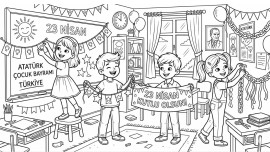 9 ADET 23 NİSAN BOYAMA SAYFALARI