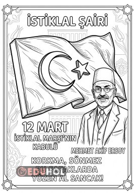 3D görünümlü Türk Bayrağı Boyama