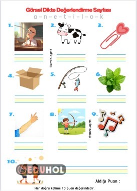 ( ANETİL - OKU )GÖRSEL DİKTE DEĞERLENDİRME SAYFASI
