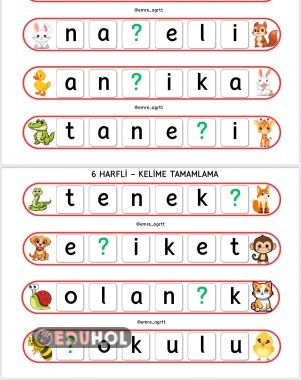 EKSİK HARFİ BUL, KELİMEYİ TAMAMLA