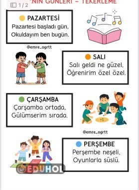 HAFTANIN GÜNLERİ TEKERLEME