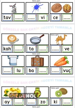 V SESİ GÖRSELE BAK - EKSİK HECEYİ TAMAMLA