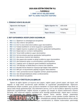 BEP HAYAT BİLGİSİ SENE SONU FAALİYET RAPORU