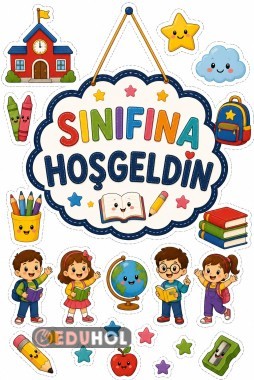 Sınıfına Hoşgeldin İlkokul Temalı Kapı Süsü