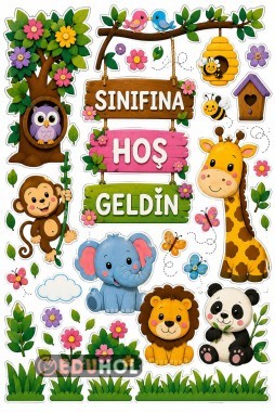 Sınıfına Hoşgeldin Hayvan Temalı Kapı Süsü