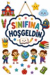 Sınıfına Hoşgeldin İlkokul Temalı Kapı Süsü
