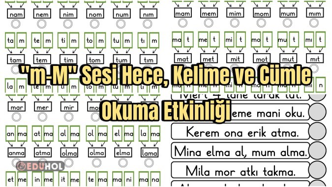 M Sesi Hece, Kelime ve Cümle Okuma Etkinliği