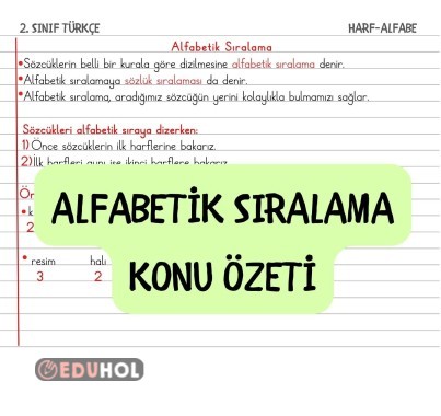 2. Sınıf Alfabetik Sıralama Konu Özeti