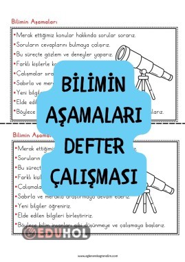 Bilimin Aşamaları Deftere Yapıştırma
