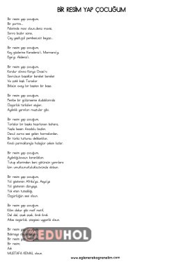 Bir Resim Yap Çocuğum Şiiri