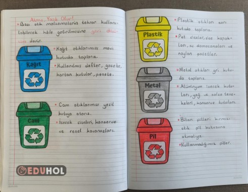Geri Dönüşüm Kutuları Defter Çalışması