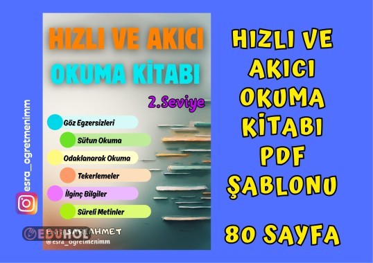 Hızlı ve Akıcı Okuma Kitabı PDF şablonu - Harf Harf