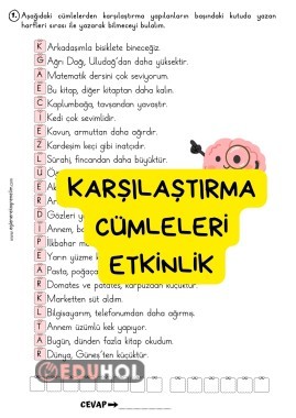 Karşılaştırma Cümleleri Etkinlik Bilmeceli