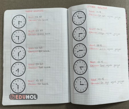 Saatler Defter Çalışması Pekiştirme