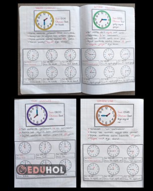 Saatler Defter Çalışması Tam-Yarım-Çeyrekli