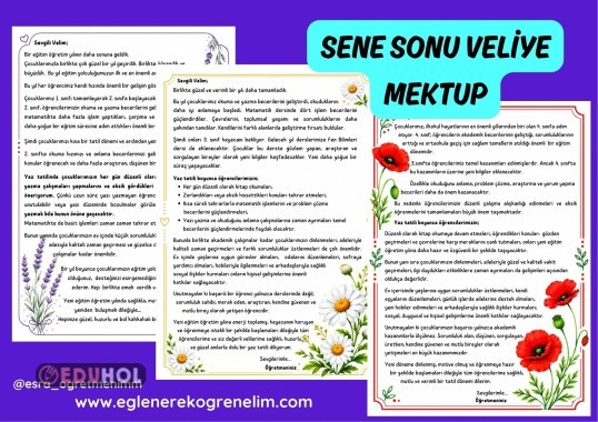 Sene Sonu Karne İçin Veliye Mesaj
