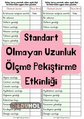 Standart Olmayan Uzunluk Ölçme Pekiştirme Etkinliği